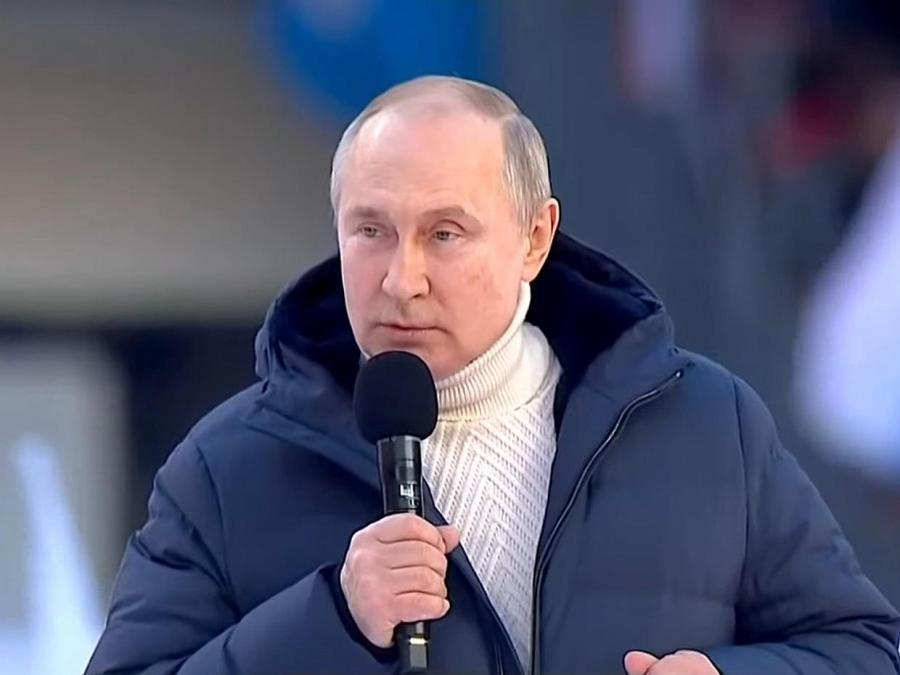 Putin hält Rede in Moskauer Stadion - TV-Übertragung abgebrochen